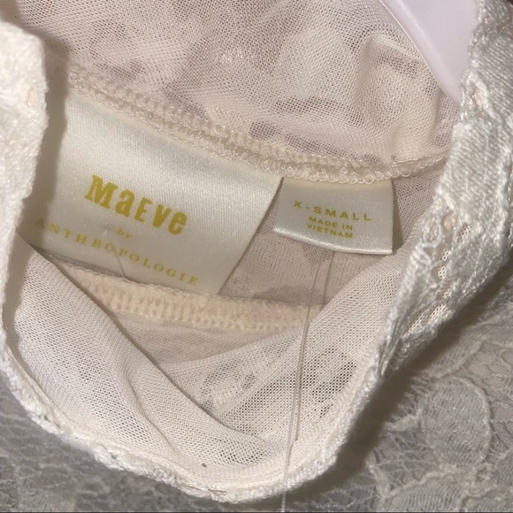 New Maeve Anthropologie ivory Lace Mock Neck long sleeve Top size xs - Picture 5 of 7